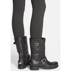 Jimmy Choo Black Biker Moto Leather Boots